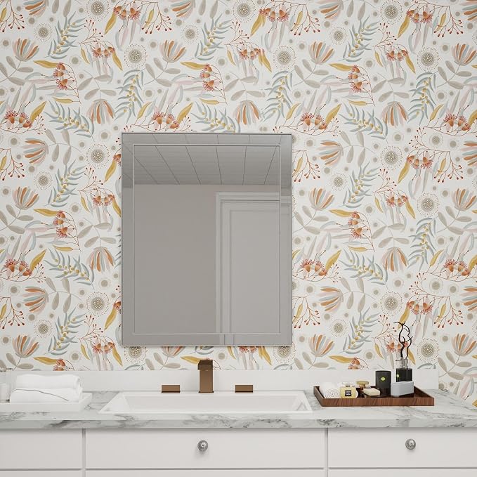 Hopepak Vintage Wallpaper Peel and Stick Floral Wallpaper Boho Floral Contact Paper Removable Self Adhesive for Living Room Bedroom Bathroom Cabinets Wall Decor Vinyl 17.3"×197" - Image 5