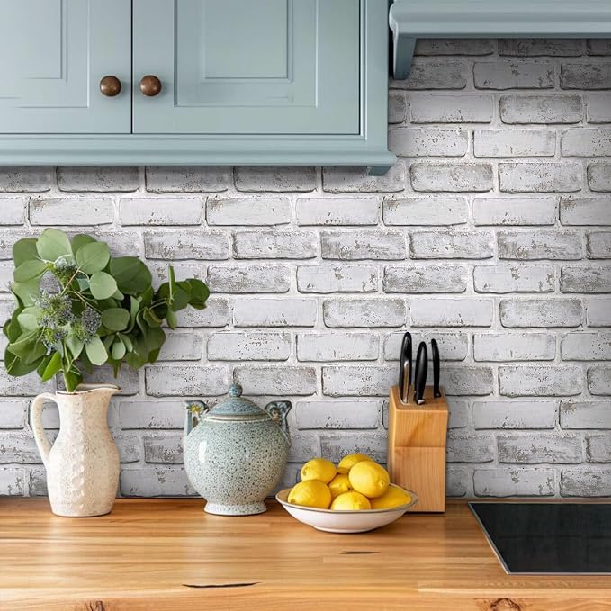 COMSTICKC 3D Faux Brick Wall Panels Peel and Stick, 10 Pcs 11.8" x 11.8" | Whitewash, Not Real Brick, Small Size， Ultra-Light Thin PVC Wall Sticker, 3D Fake Brick Decorative Wall Tiles,Cover 9.7 sq ft - Image 6
