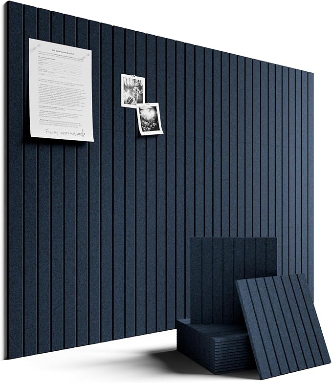 Fluxynara 48" x 36" Large Felt Bulletin Board, Carbon Blue | 12 Pack Cork Board Alternative with 60 Safe Adhesive Tabs, Pin Boards for Wall Decor, Home, Office, Classroom,Dorm by FLUXYNARA