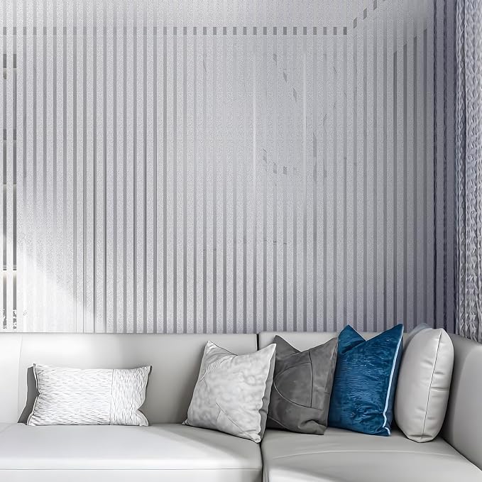 2mm Thick Peel and Stick Wallpaper Mirror Stripe Texture Vinyl Wall Panels | 23.62" x 110.24" Silver Self Adhesive Waterproof Renter Friendly Wall Paper Roll for Foyer Coffee Shop Decor - Image 5