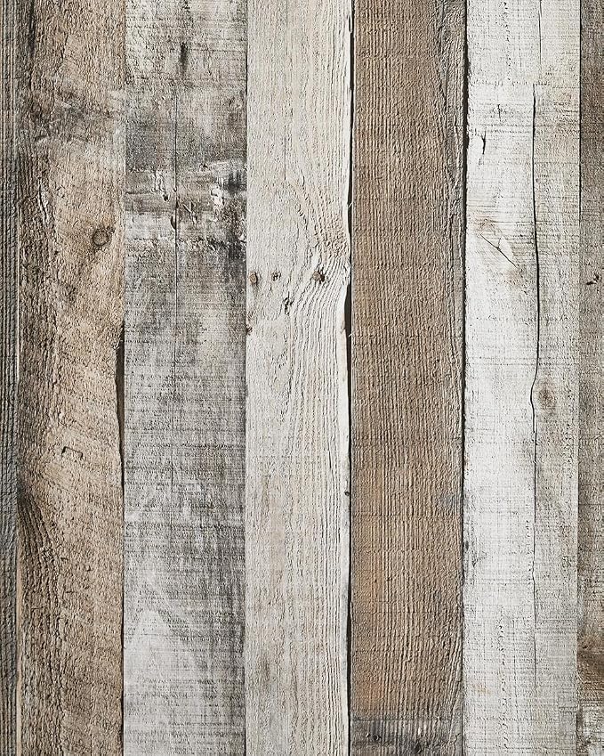 Yun-aeon Natural Wood-Grey Contact Paper Peel and Stick Wallpaper | 17.3"x 80"Self Adhesive Removable Vintage Faux Wood Wall Paper Plank Shelf Home Decoration Kitchen Counter Cover by YUN-aeonPeelandStickWall