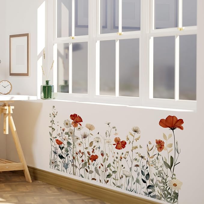 Flower Wall Decals - Peel and Stick Large Floral Flowers Wall Stickers,Removable Flower Home Decor Art for Kids Living Room, Bedroom, Nursery Decor Wall Corner Decor (Large Flower Wall Decals) - Image 4