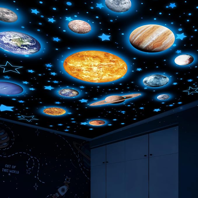 Solar System Wall Decals Glow in The Dark Stars 780 PCS, Glowing Planets Stickers for Ceiling, Nursery Wall Stickers for Bedroom, Kids Room Decorations (Blue) - Image 2