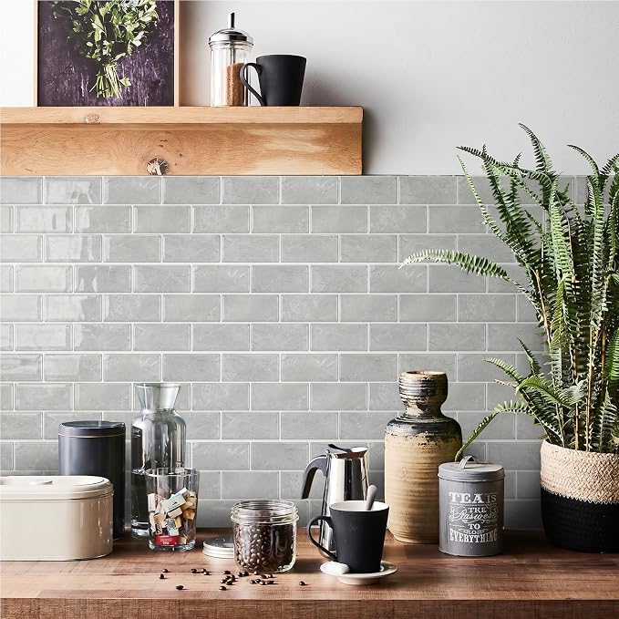 10 Sheet Brick Peel and Stick Kitchen Backsplash Tiles, DONGYUNAI PVC Wall Panels Back Splash 3D Waterproof Self Adhesive Wall Stickers for Bathroom Fireplace RV Camper Van（6"x12"） - Image 6