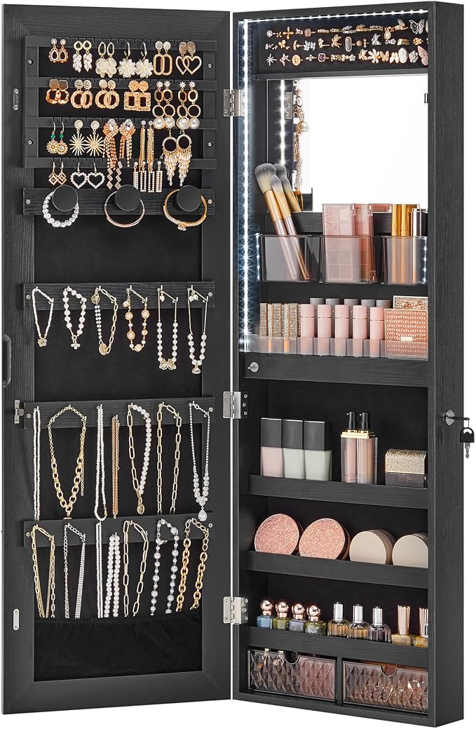 SONGMICS Mirror Jewelry Cabinet Armoire, Wall or Door Mounted, Lockable by Unknown