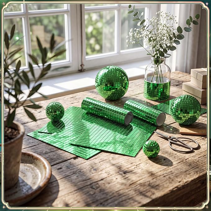 28800 Pieces Green Disco Mirror Tile Self-Adhesive Mirrors Mosaic Tile - Image 6