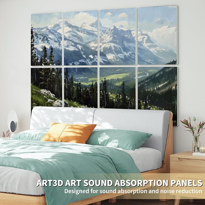 Art3d Acoustic Wall Panels, 48 x 32 in Set, 8-Pack Decorative Wall Art | UV-printed polyester, helps reduce echo, sound absorbing decor for living room, bedroom, office, studio and gaming room - Image 8