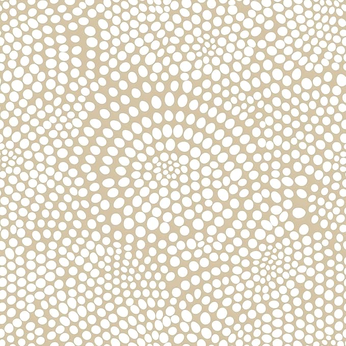 Moire Dots,Modern Dotted Wallpaper, Bohemian Contact,Modern Dotted Neutral (Beige & White) Peel and Stick Wallpaper for Home Decor | 17.7" x 118", Self-Adhesive, Waterproof Vinyl by Unknown