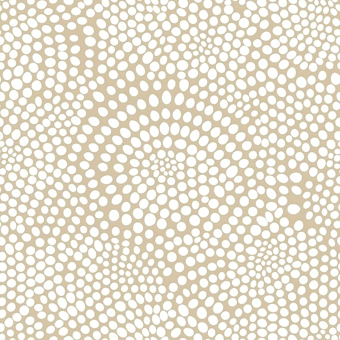 Moire Dots,Modern Dotted Wallpaper, Bohemian Contact,Modern Dotted Neutral (Beige & White) Peel and Stick Wallpaper for Home Decor | 17.7" x 236", Self-Adhesive, Waterproof Vinyl by Unknown