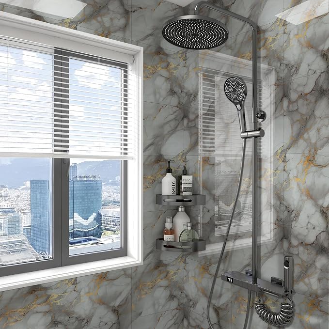 Peel and Stick Marble Wall Panels 11.8x11.8in Waterproof 20 Pack | Backsplash tile, shower wall, self adhesive, kitchen, bathroom, decorative tiles - Image 4