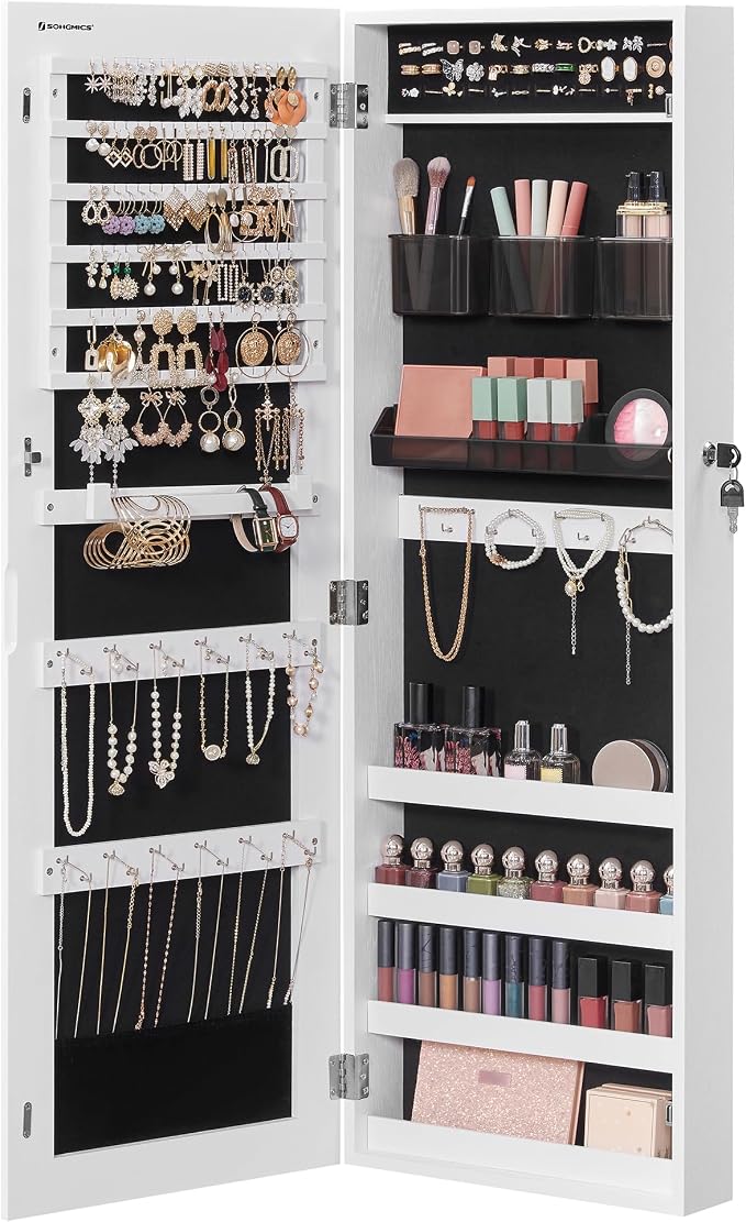 SONGMICS Mirror Jewelry Cabinet Armoire, Wall or Door Mounted, Lockable by Unknown