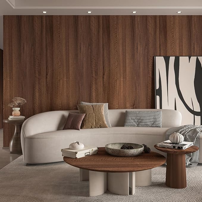 Large Walnut Wood Contact Paper Peel and Stick Wood Grain Wallpaper Removeble Self-Adhesive Wooden Look Vinyl Wall Paper Thick Bubble-Free Design for Bedroom Kitchen Wall Covering 48x591 inch - Image 2