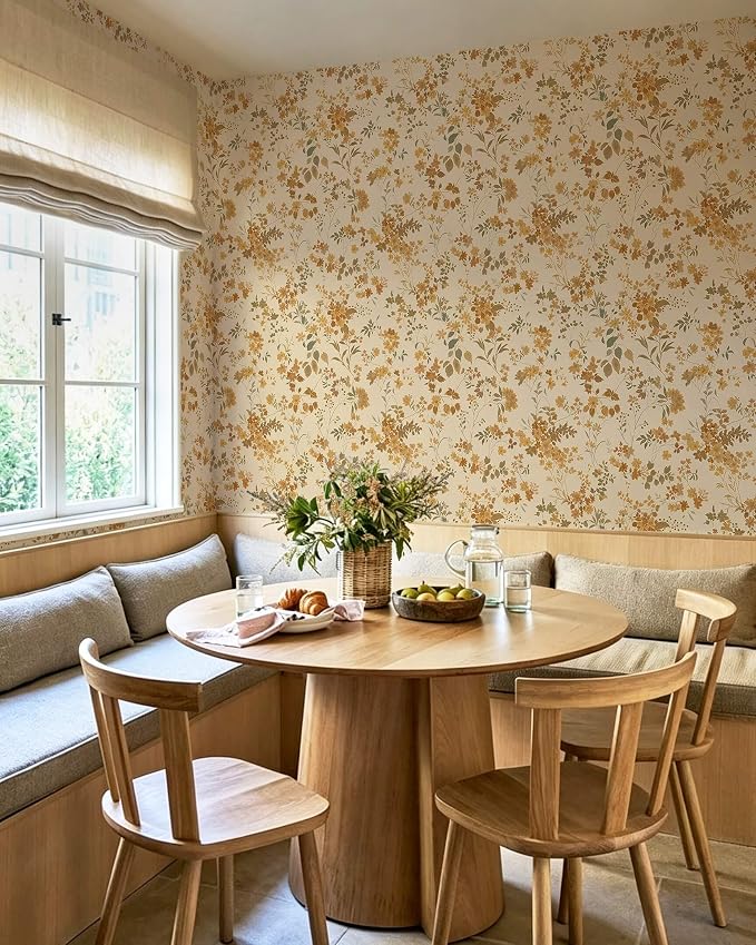 Dimoon Boho Peel and Stick Wallpaper Brown Floral Contact Paper 17.3x394in |Neutral Botanical Flower Leaf Renter Friendly Removable Self Adhesive Stick on Wall Paper Decor for Bathroom Bedroom Vinyl - Image 4