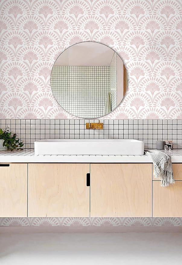 Timeet 17.7 in × 78.7 in Boho Peel and Stick Wallpaper Pink Floral Contact Paper White Pink Flower Wallpaper Removable Self Adhesive for Cabinet Bathroom Waterproof - Image 5