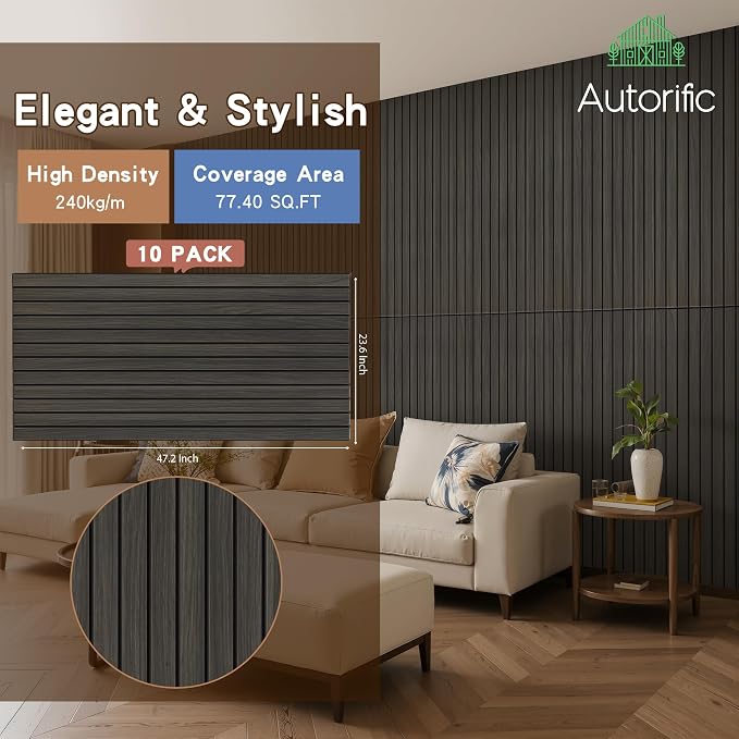 Acoustic Panels,10 Pack 47.2”x23.6” Sound Panels,Rustic Walnut | Simulated Wood Grain Finish Wall Panels,Decorative PVC Wood Veneer Acoustic Panels for Walls, for Office,Home,Theater,Studio - Image 4