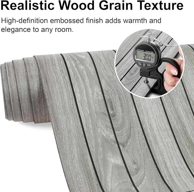 Wood Grain 15.8"W x 118"L Peel and Stick Wall Panels, 3D Soundproof (Gray) | Weatherproof Wall Panels, Thick PVC Self-Adhesive Wood Panels for Cabinets, Bedroom, Living Room, Kitchen Island Renovation - Image 4