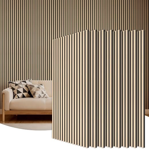 TONOR Wood Wall Panels for Interior Wall Decor-8 Pack 47.2" x 23.6" | Wood Slat Acoustic Panels-61.88ft², Soundproof Wall Panels for Noise Cancelling and Decoration, Living Room, Office, Oak by TONOR