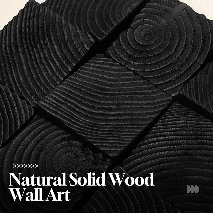 Large Wood Abstract Wall Art for Living Room, Modern 3D Artwork for Walls | Black and white textured paintings, Big woodern layered sculpture, Bedroom dining room office wall decor aesthetic - Image 4