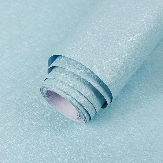 Blue Peel and Stick Self Adhesive Wallpaper Countertop Contact Paper | Removable Embossed Silk Waterproof Bathroom Wallpaper 15.7" X 118" Kitchen Vinyl Wrap for Cabinet Shelf Liner Paper by Abyssaly