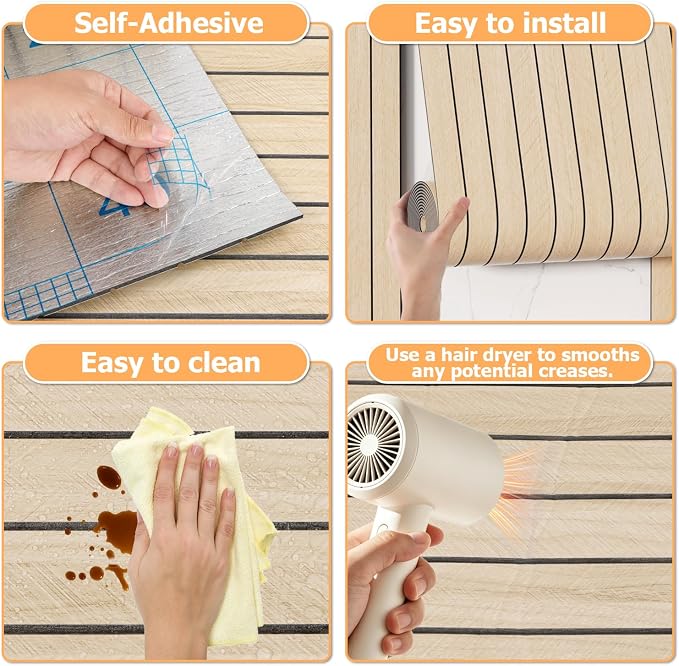 Arthome Peel and Stick Slat Wall Panels 15.7 "x120,Self-Adhesive PVC Wood Grain Wallpaper Panel,3D Thick Faux Soundproof Backsplash Accent Wall Tile for Walls & Furniture (Beige- Coverage 13 Sq.ft) - Image 6
