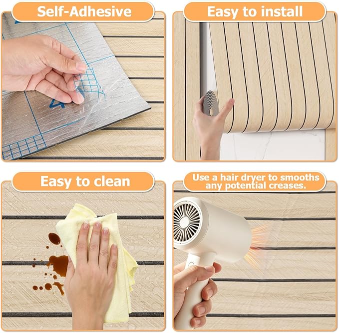Arthome Peel and Stick Slat Wall Panels 15.7"x360",Self-Adhesive PVC Wood Grain Wallpaper Panel,3D Thick Faux Soundproof Backsplash Accent Wall Tile for Walls & Furniture (Beige- Coverage 39.2 Sq.ft) - Image 7