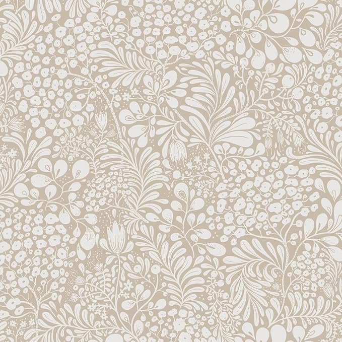 Heroad Peel and Stick Wallpaper Boho Beige Contact Paper Floral Wall Paper Removable Self Adhesive Wallpaper for Cabinet Bedroom Living Room Entryway Walls Bathroom Waterproof Vinyl Roll 17.3''x787'' by HeroadBrand