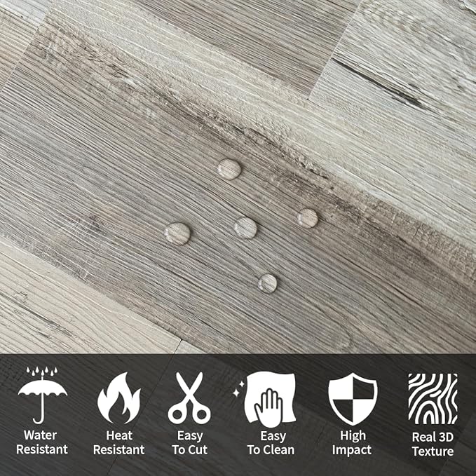 AULIGET 20-Piece Peel and Stick Backsplash Wall Tiles, 6" x 12" Vintage Wood PVC Faux Stone Stick on Tiles for Backsplash Kitchen - Image 3