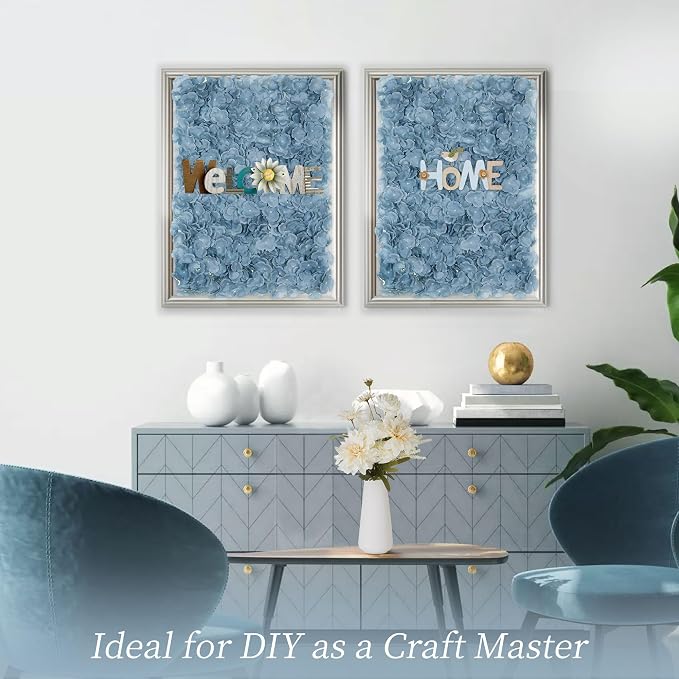 BLOSMON Flower Wall Panel Backdrop - 6 Pcs 24 x 16 Inch Dusty Blue Artificial Hydrangea Floral Backdrop for Wedding Party Baby Bridal Shower Decor, Hanging Fake Silk Hydrangea Wall DIY Decoration | Artificial Hydrangea Backdrops, for Wedding, Party, Ba... - Image 5