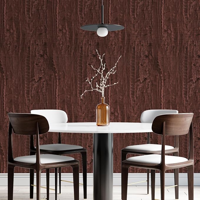 Wood Contact Paper Red Brown Faux Wood Peel and Stick Wallpaper Vintage Removable Self Adhesive Wooden Wallpaper Woods Grain Contact Paper for Countertops Cabinets Walls 17.3"x400" - Image 9
