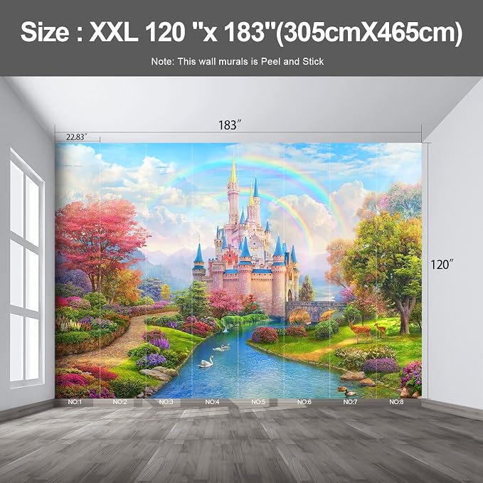 Castle Large wall murals Peel and Stick self Adhesive Wallpaper for Bedroom Nursery Room - 120"x183" - Image 2