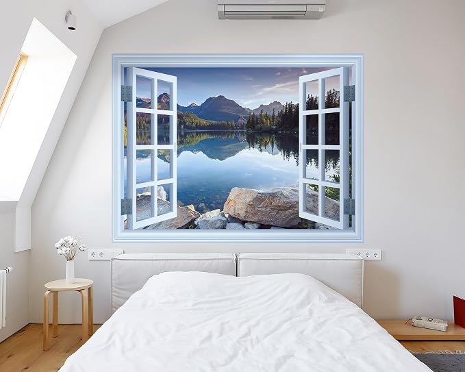 FLFK Fake Window Wall Mural - Landscapes Faux Window Wall Sticker for Wall Decor, Stick and Peel Wall Decals,80"x60",Set of 5 Sheets - Image 5