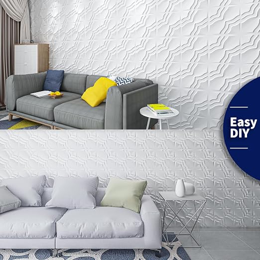 Art3dwallpanels 3D Wall Panels, 33 Pack, 12x12 Inch, White | Modern Raised 3D PVC Wall Tiles for Interior Wall Decor, 2 Different Effects, Easy DIY Mount for Residential and Commercial - Image 8