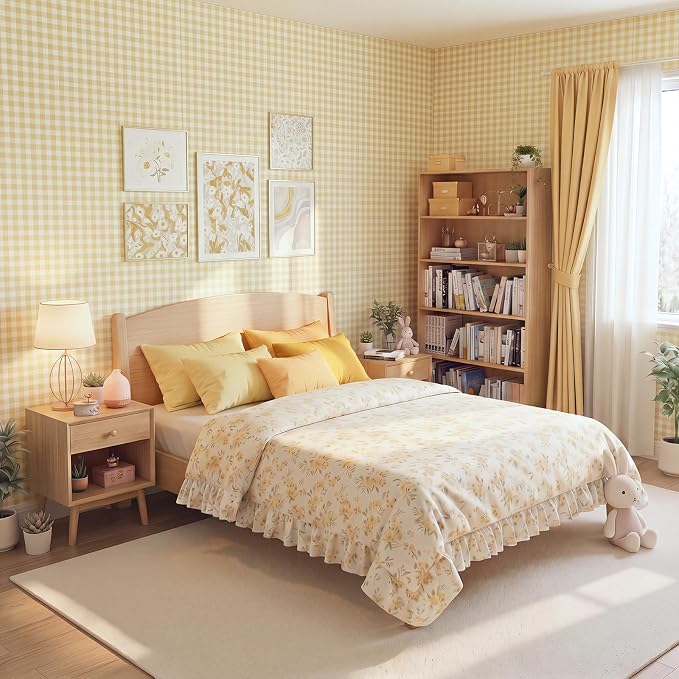 Drydiet Yellow Gingham Wallpaper Peel and Stick Contact Paper 15.8 x 118.1 | Self Adhesive Removable, Wall Sticker Paper for Bulletin Home Locker Dorm Classroom Bedroom Living Room Decor - Image 5
