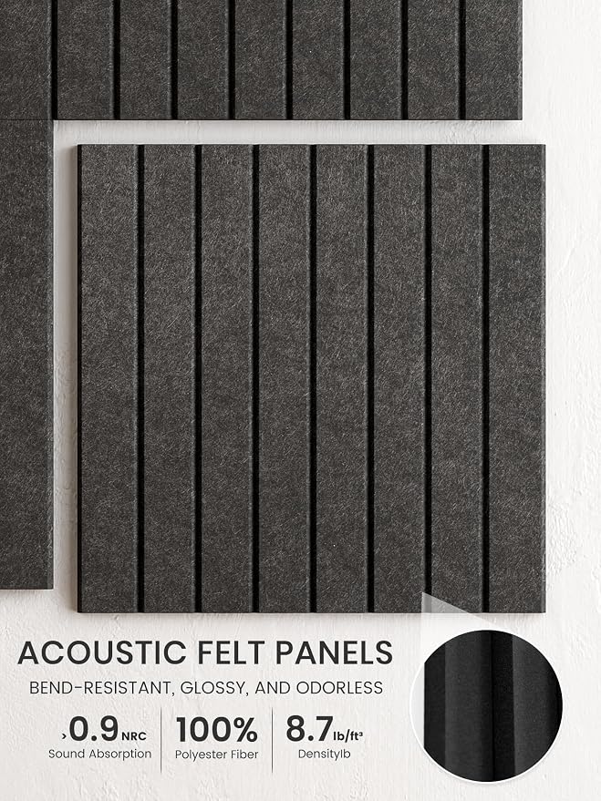 Bumusty 48"x 36" Large Felt Bulletin Board Tiles, Charcoal Gray | 12-Pack Cork Board Alternative, Wall Decor, 30 Pushpins, 60 Adhesive Tabs, Vision Board, Office, Classroom, Home, Dorm - Image 3