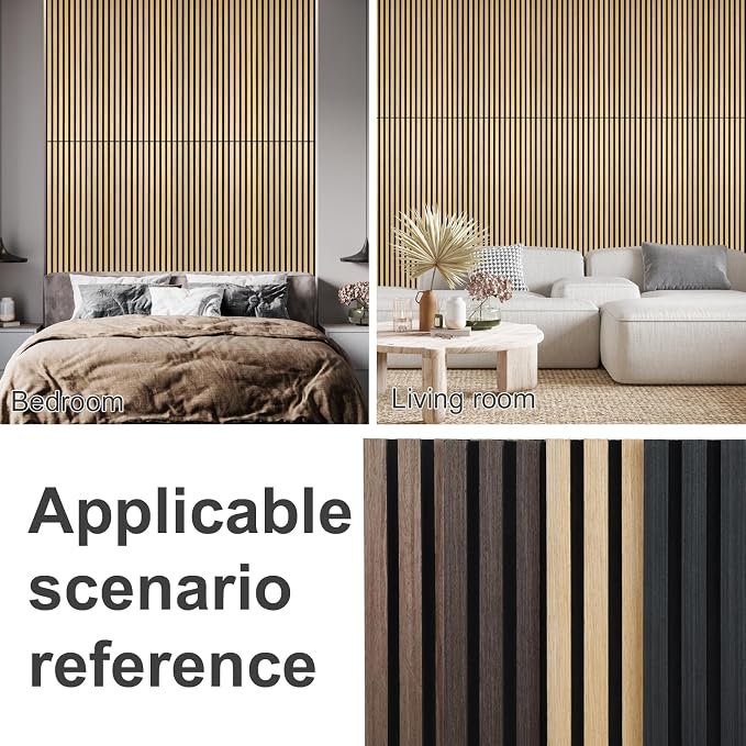 Wood Panels for Wall Acoustic Slat Wall Panels 2-Piece 47.2"×23.6" 3D Fluted Sound Absorbing Panel for Interior Wall Decor and Ceiling - Oak - Image 6