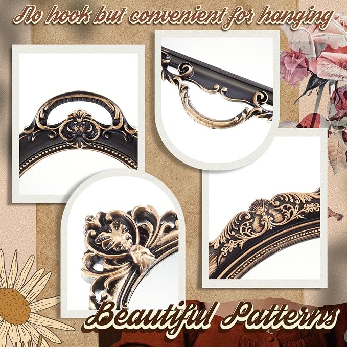 Beeveer 4 Pcs Vintage Gold Wall Mirror Set Luxury Gallery Wall Mirror Decorative Hanging Antique Decor for Living Room Entryway Wedding Bedroom Bathroom Victorian Decor (Vintage,Bronze Gold) - Image 3