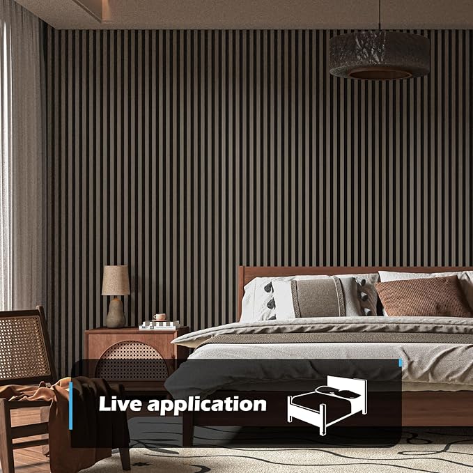 Art3d 48 x 24 in 3D Fluted Soundproof Wood Slat Wall Panel, 2-Pack, Walnut | Reduce Noise, Durable, Sustainable, Moisture Resistant, Easy Mounting, Low Maintenance, Long Lasting, Home Decor, Office Use - Image 2