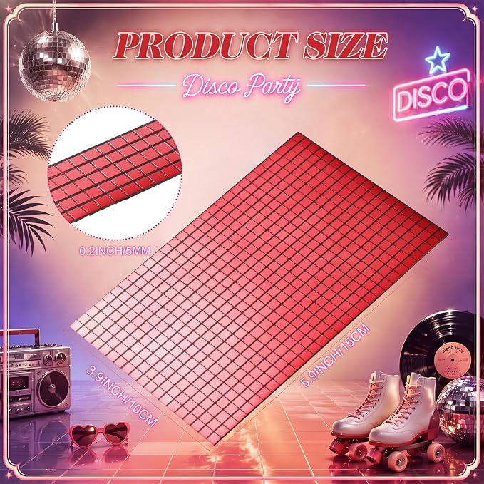 21600 Pieces Red Disco Mirror Tile Self-Adhesive Mirrors Mosaic Tile - Image 3