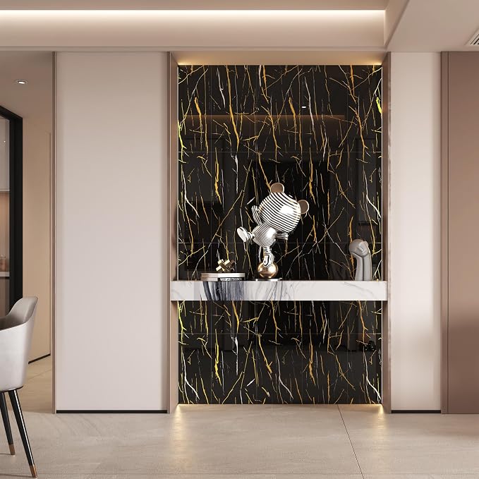 Haimin 3D Wall Panels Peel and Stick Marble Tile Look 10 Pack Waterproof | Lightweight, each 23.6x11.8in, total 19.4 sq ft. Kitchen & bath backsplash, bedroom/living rm decor. Marble-look faux tile. - Image 2