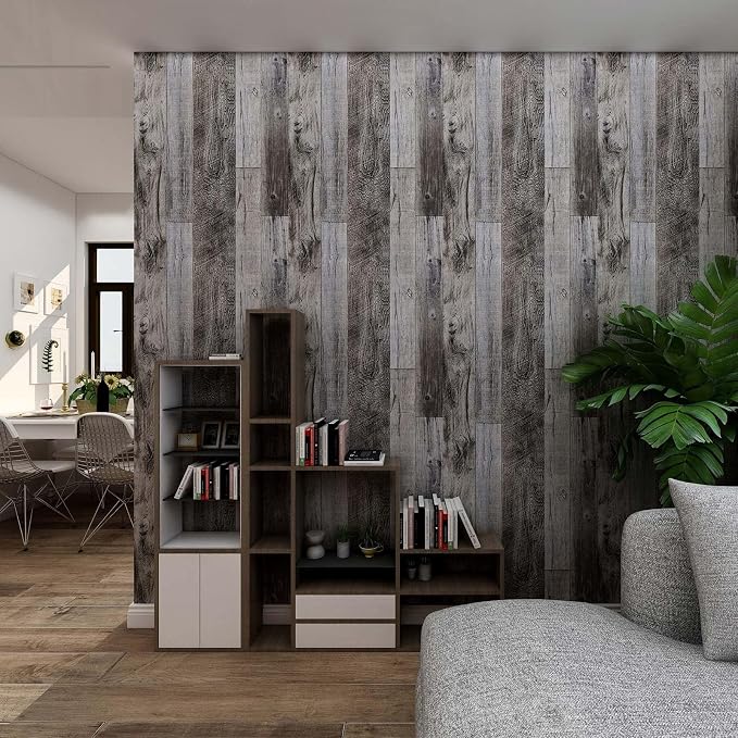 Yun-aeon Natural Wood-Gray Contact Paper Peel and Stick Wallpaper | 34.6"x 480"Self Adhesive Removable Vintage Faux Wood Wall Paper Plank Shelf Home Decoration Kitchen Counter Cover - Image 5