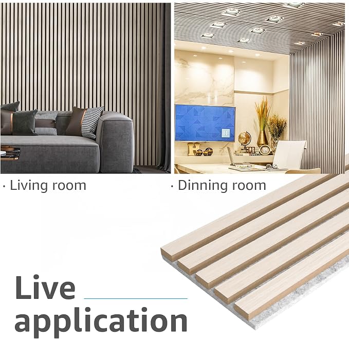 Art3d 4-Pack Soundproof Wood Slat Wall Panel, 94.5 x 7.9 Inch, White Elm | Wood Grain Finish, Effortless Setup, Sustainable, Long-Lasting, Noise Reduction, Easy Care, for Living Room, Bedroom, Office - Image 6