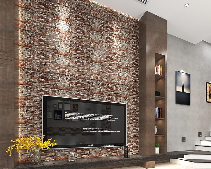Yutianli 7mm Thick Anti-Collision self Adhesive 3D Wall Panels Peel and Stick,10-Pack 57 Sq.Ft Antique Foam Wall Panel Faux Brick Wall Panels Faux Stone Wall Panels for Bedroom (10, Style D) - Image 2