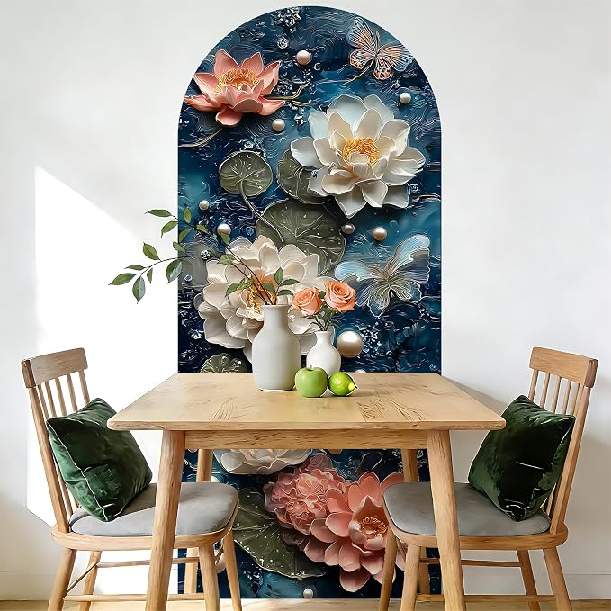 Arch Wall Decals Peel and Stick, Large Wall Stickers, Removable Home Decor Art Wallpaper for Bedroom Living Room 71'' × 31.7'' (Flower -D) - Image 7