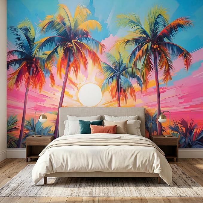 MFWFM Palm Tree Peel and Stick Wallpaper Tropical Coconut Tree Wall Mural | 157"x110", for Bedroom Living Room Bathroom, Self Adhesive Canvas by MFWFM