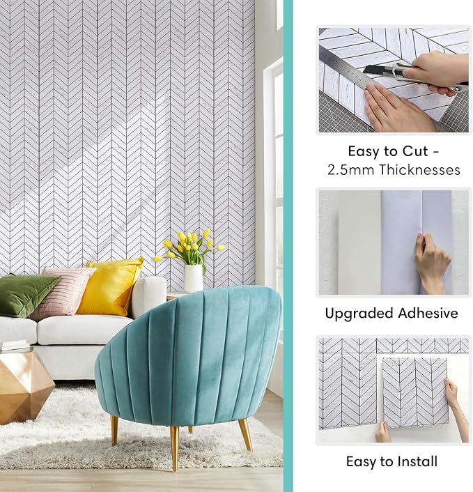 Commomy Faux Wood 3D Wall Sticker Peel and Stick Tiles 10 Pcs 11.8" x 11.8" | Ultralight Thin PVC Wood Grain Wallpaper Tiles for Quick DIY Wall Paneling Decor(9.7sq.ft) - Image 4