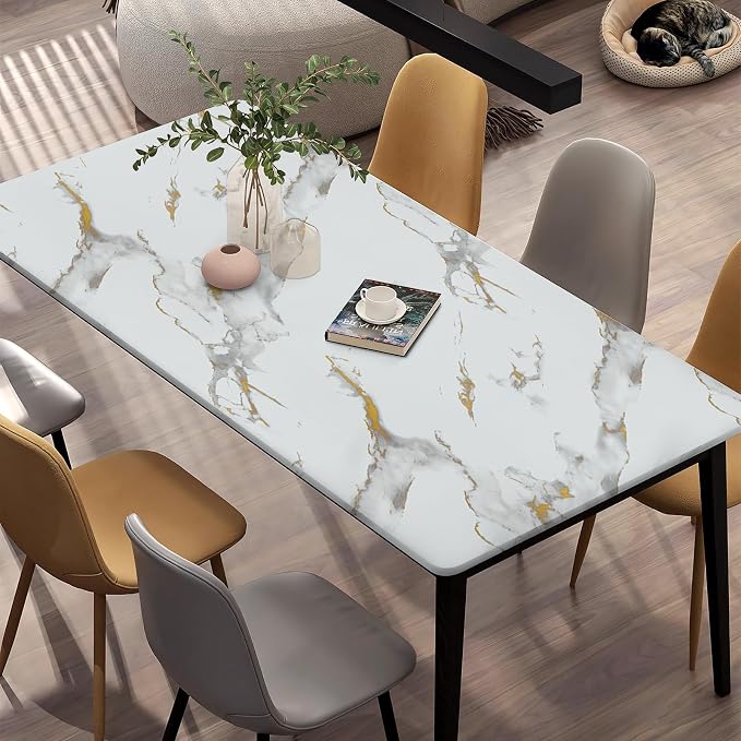 Marble Contact Paper Gold Peel and Stick Wallpaper for Kitchen Countertop | 17.7" x 196.8" Glossy White Granite Removable Wall Paper for Kitchen Countertop Cabinet Furniture - Image 5