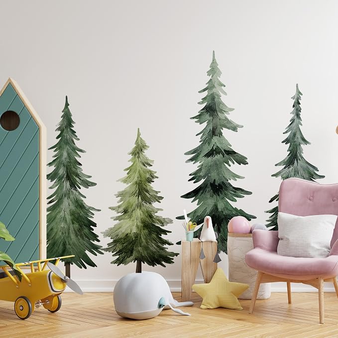 Large Pine Trees Wall Decal, Peel and Stick Nursery Forest Decals Mural, Wilderness Wall Art Stickers for Kids, Boys and Girls Room, Bedroom & Toddler Room Decor (Woodland Trees Wall Decal 68) - Image 4