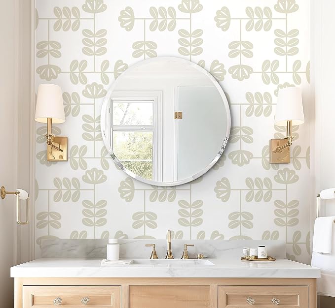 HeloHo Peel and Stick Wallpaper Boho Beige/White Contact Paper Neutral Wallpaper Renter Friendly Removable Self-Adhesive Wall Paper for Bedroom Bathroom Wall Decor Vinyl Roll 17.3''x393.7'' - Image 8