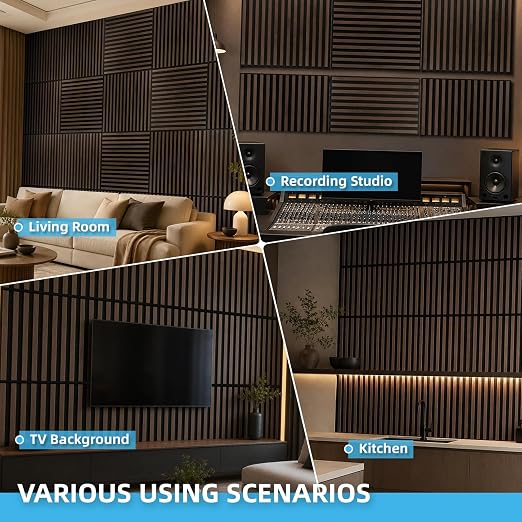 Art3d 6-Pack Acoustic Wood Slat Panel & Ceiling Tile, 2 x 2 ft, Walnut | Crack-Resistant, Scratch-Resistant, Eco-Friendly, Durable, Grid Compatible, Ideal for Living Room, Bedroom & Home DIY Upgrade - Image 9