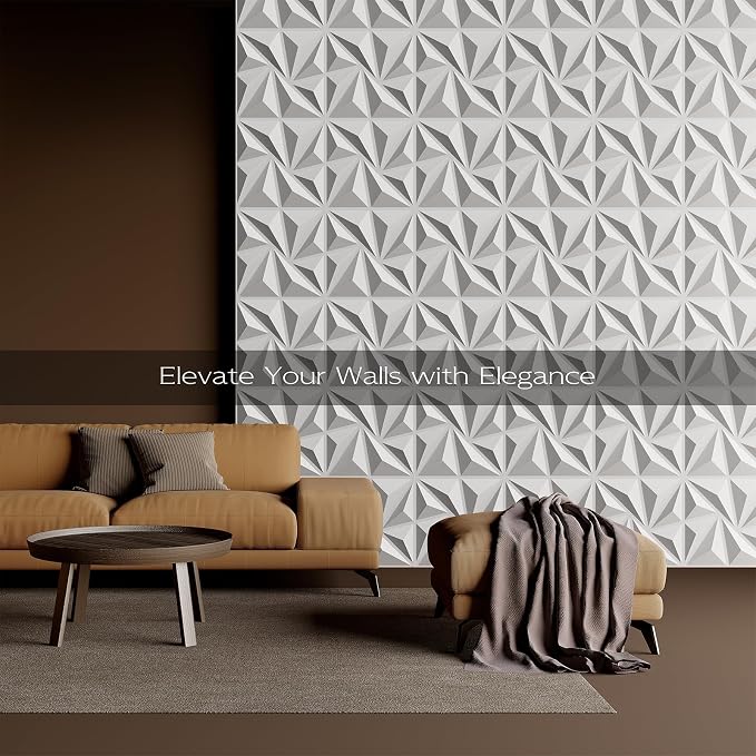 18-Pack 3D Wall Panels, 70" x 35" Textured Geometric Design Wall Tiles, PVC Decorative Wall Panels for Living Room, Bedroom, Bathroom, Office, Modern Wall Decor, Easy Install & Paintable - White - Image 5